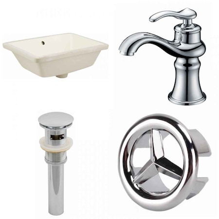 18.25 W CUPC Rectangle Undermount Sink Set In Biscuit, Chrome Hardware, Overflow Drain Incl.